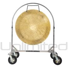 Load image into Gallery viewer, 36" Gongs on the Chrome Corps Design Adjustable Marching Band Gong Stand
