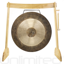 Load image into Gallery viewer, 32" to 40" Gongs on the Large Lunaphonic Wood Gong Stand (Chinese NASA Style)
